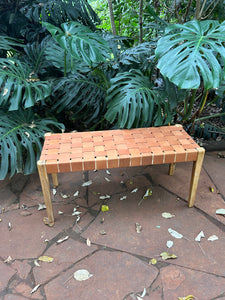 Leather Woven Bench
