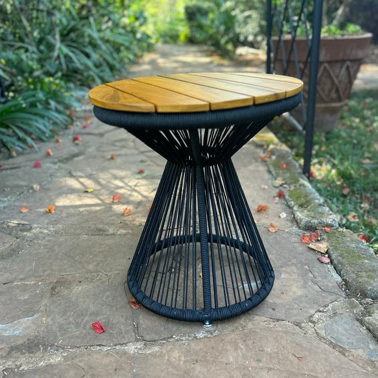 Wooden Top Drum Accent Table