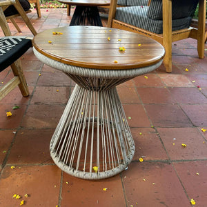 Wooden Top Drum Accent Table