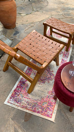Load image into Gallery viewer, Teak wood Kali Chair with brown leather.
